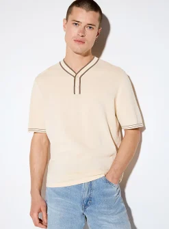 Henley V-neck sweater