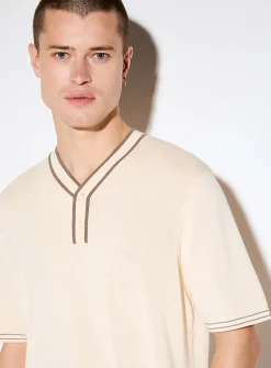 Henley V-neck sweater