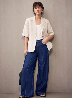 Hepburn embossed seam jean