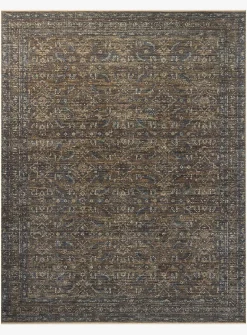 Heritage lagoon blue and tobacco brown indoor rug