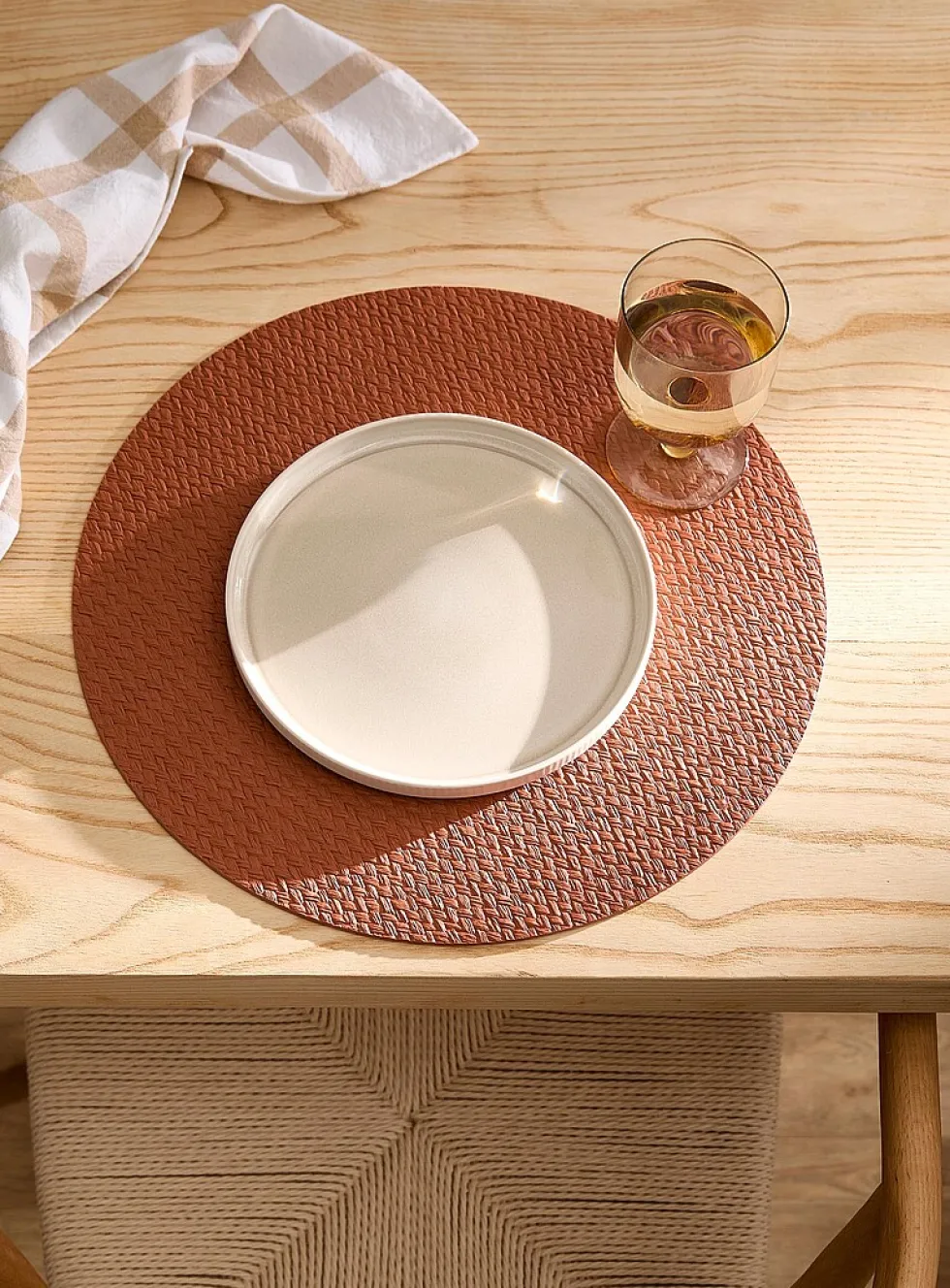 Herringbone pattern faux-leather placemat