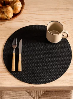 Herringbone pattern faux-leather placemat