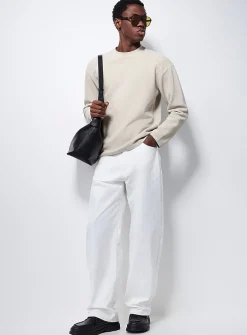 Herringbone weft white pant