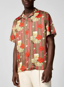 Hibiscus Club satiny cabana shirt