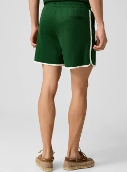 Hibiscus contrasting trim embroidered short