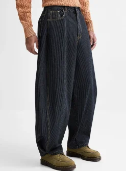 Hickory-stripe baggy jean