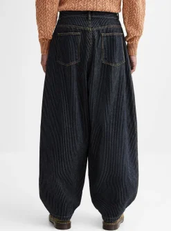 Hickory-stripe baggy jean