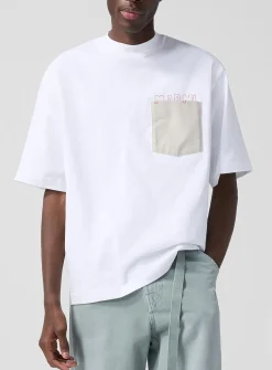 Hidden logo contrast-pocket T-shirt