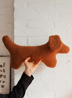 High-pile fleece dachshund cushion