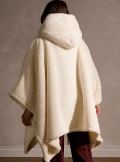 High-pile fleece oversized hooded poncho