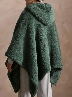 High-pile fleece oversized hooded poncho