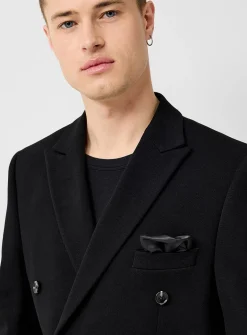 Honeycomb texture double-breasted blazer
