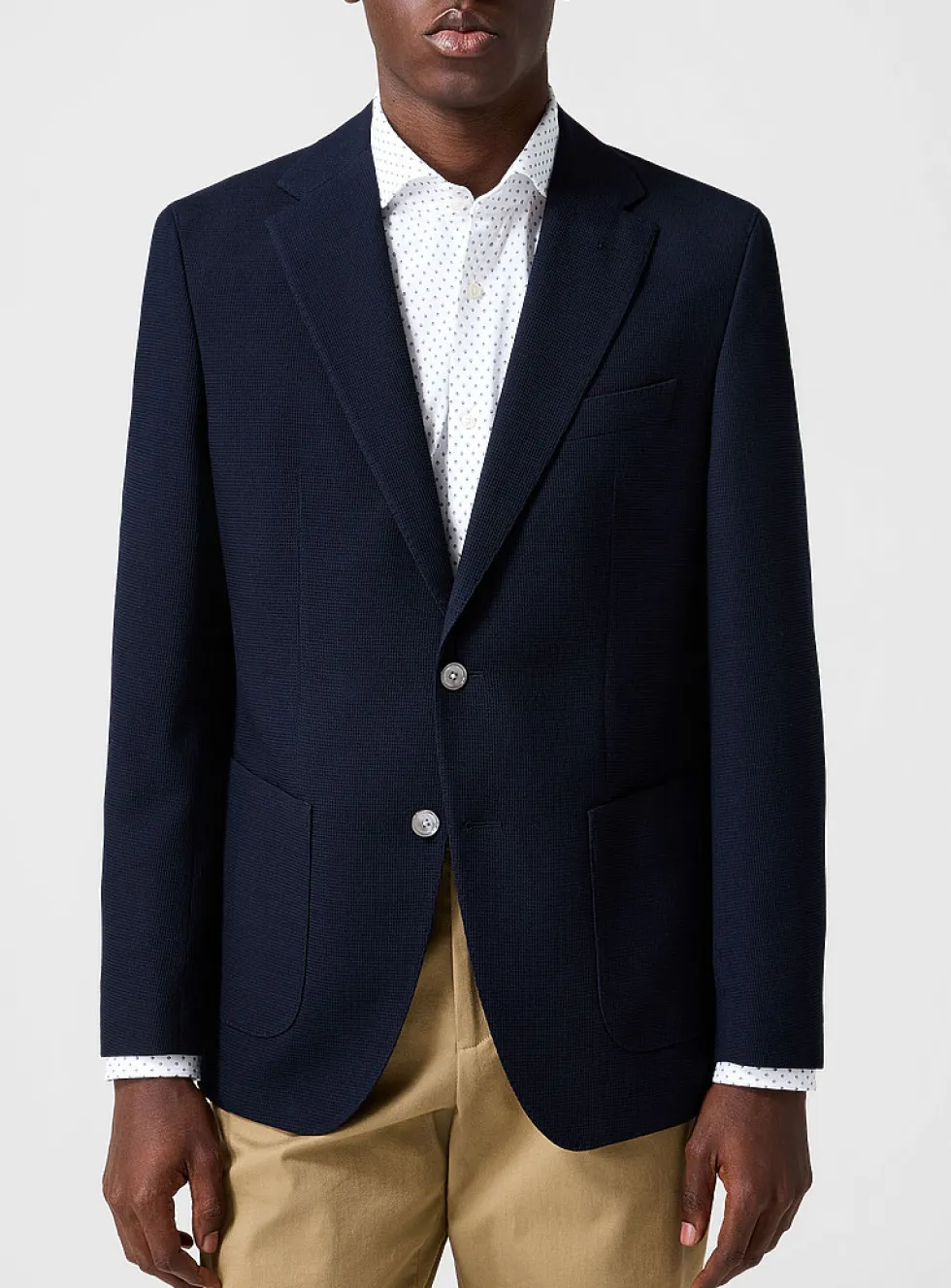Honeycombed pure virgin wool blazer