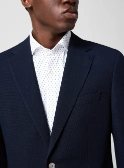 Honeycombed pure virgin wool blazer