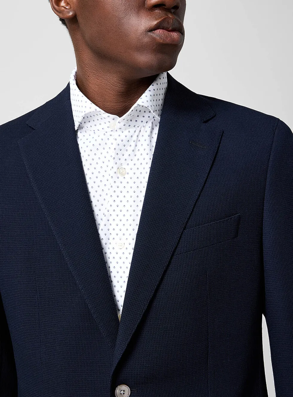 Honeycombed pure virgin wool blazer