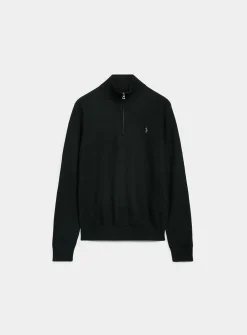 Honeycomb-stitch zip-neck sweater