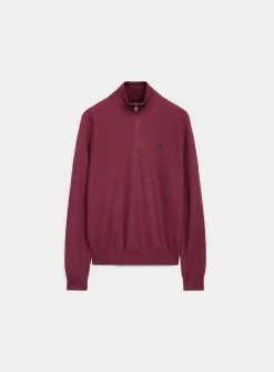 Honeycomb-stitch zip-neck sweater