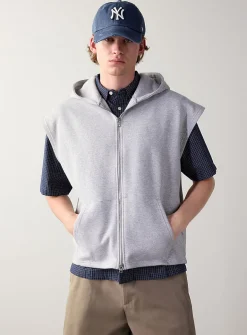 Hooded fleece zip-up vest