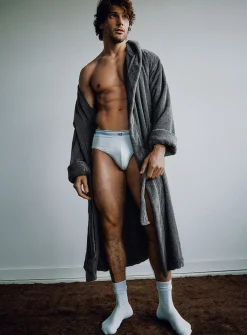 Hooded terry bathrobe