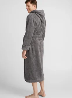 Hooded terry bathrobe