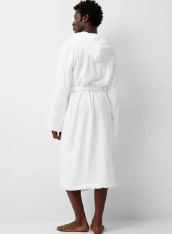 Hooded terry bathrobe