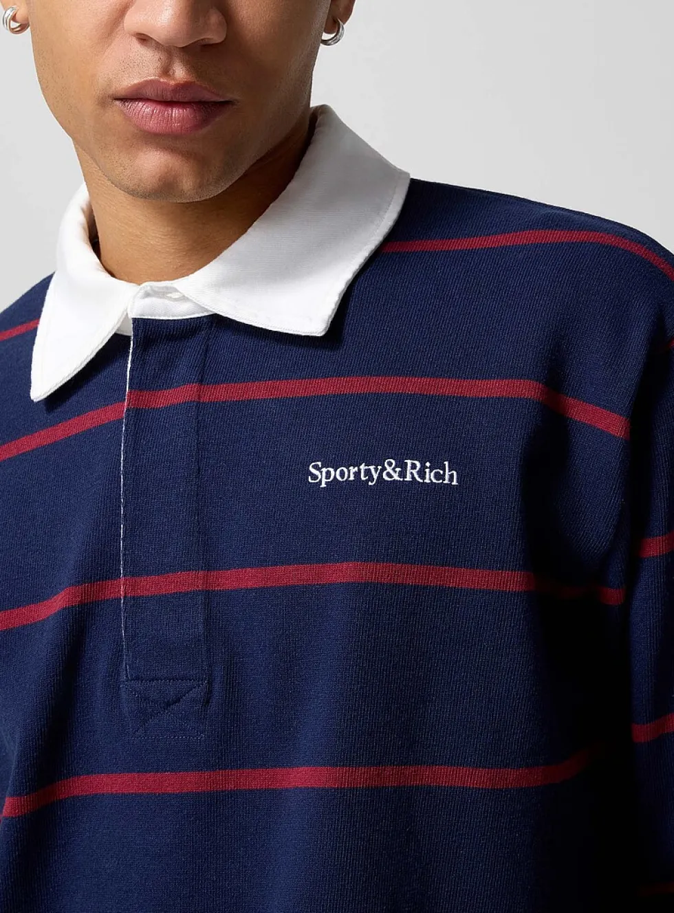 Horizontal stripes rugby polo shirt
