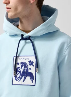 Horse patch sky blue hoodie