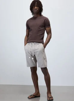 Houndstooth-like knit Bermudas