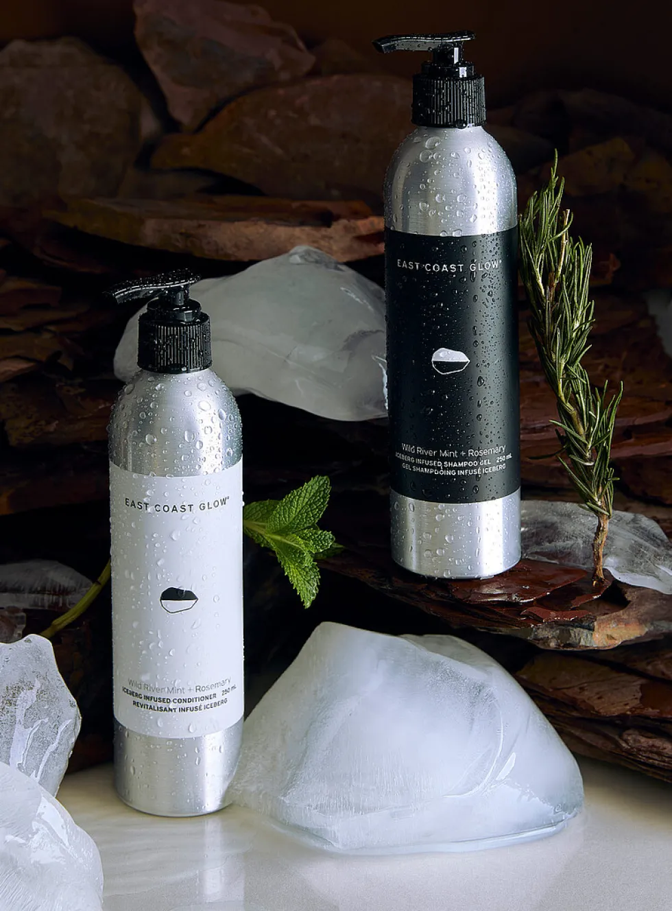 Iceberg water-infused shampoo and conditioner