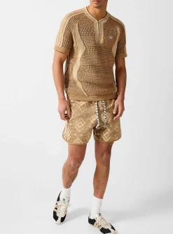 Ikat pointelle stripes short