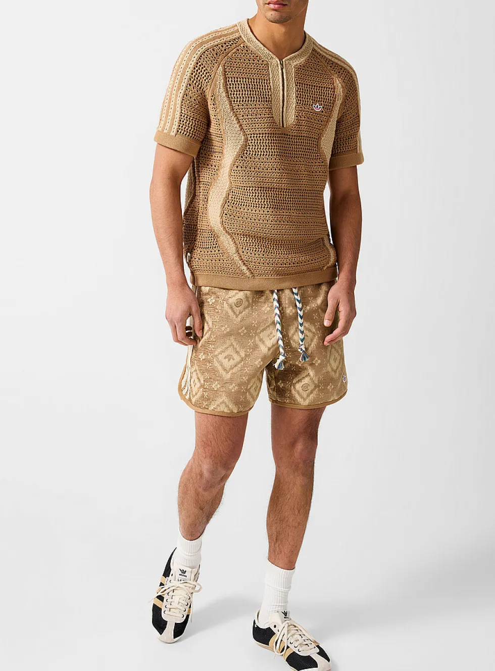 Ikat pointelle stripes short