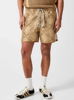 Ikat pointelle stripes short