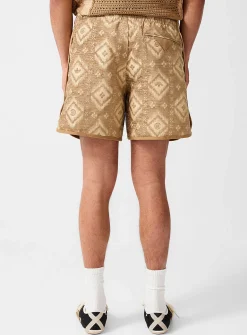 Ikat pointelle stripes short