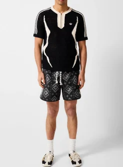 Ikat pointelle stripes short
