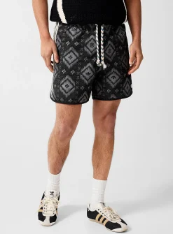Ikat pointelle stripes short