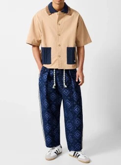 Ikat pointelle stripes track pant
