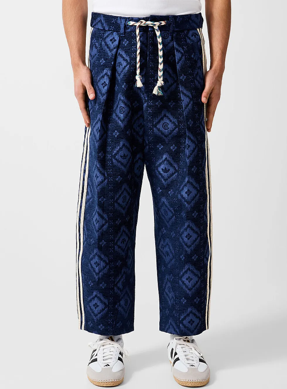 Ikat pointelle stripes track pant