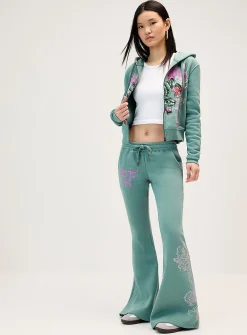 Illustrated fleece bootcut-leg pant