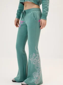 Illustrated fleece bootcut-leg pant