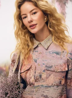 Impressionist painting jacquard jacket