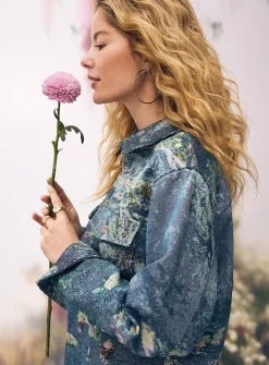 Impressionist painting jacquard jacket