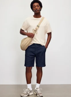 Indigo denim-like stretch Bermudas