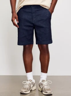 Indigo denim-like stretch Bermudas