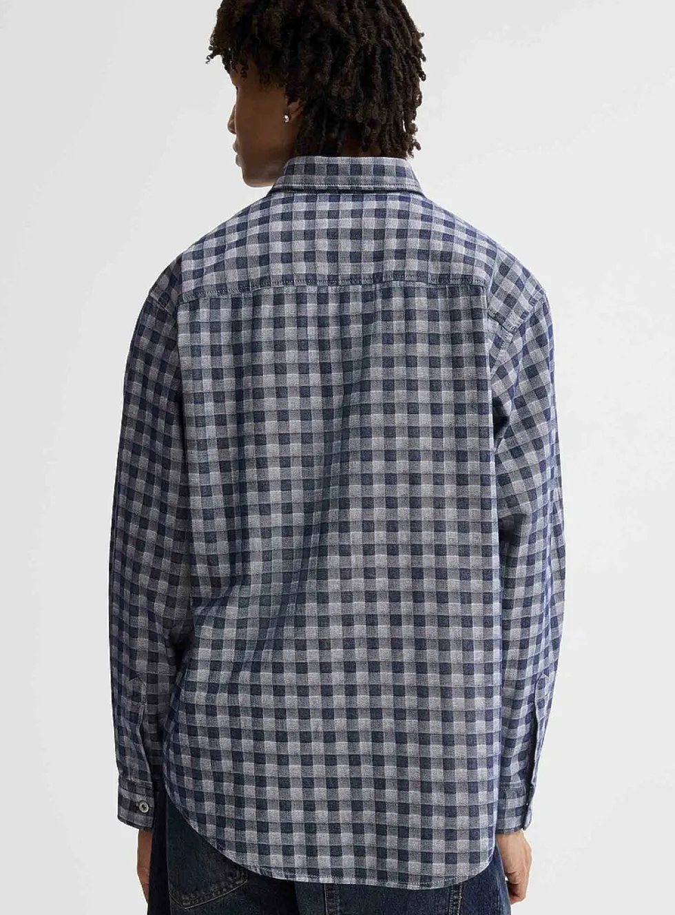 Indigo gingham twill shirt