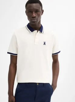 Indigo striped textured collar polo