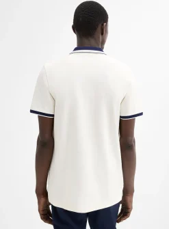 Indigo striped textured collar polo