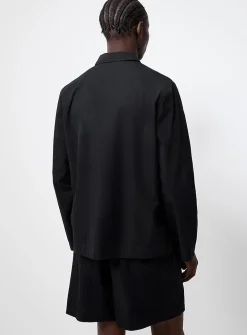 Ink-black poplin shirt