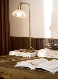 Iron and fluted-glass table lamp