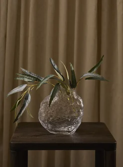 Irregular embossed glass vase