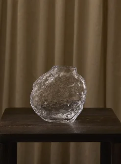 Irregular embossed glass vase